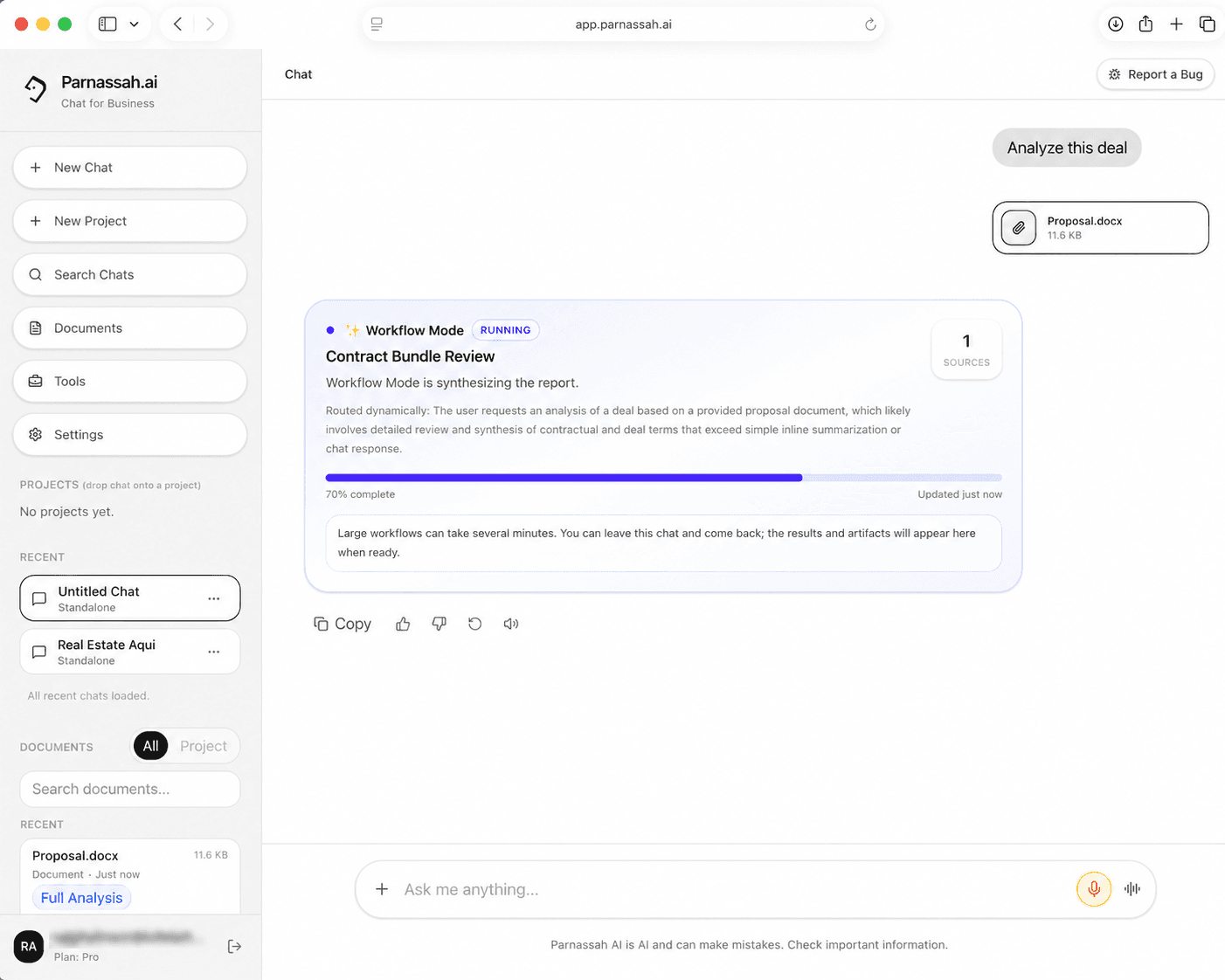 Parnassah AI document workflow preview